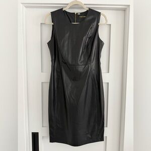 Calvin Klein Black Faux Leather Mini Dress